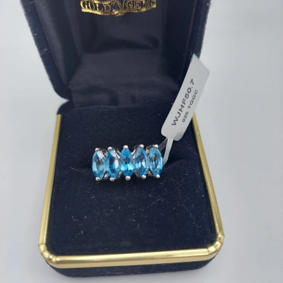NWT 925 Swiss Blue Topaz sz7 Ring, Anabella Collection, has Cert Of Authenticity - Picture 15 of 16